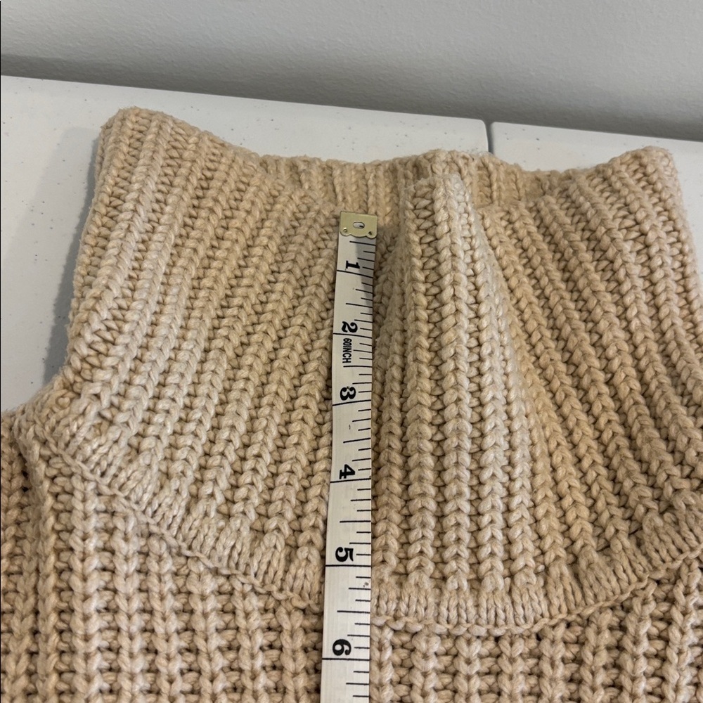 OAK + FORT ribbed knit sweater mock neck oversized small medium tan beige - Picture 12 of 12